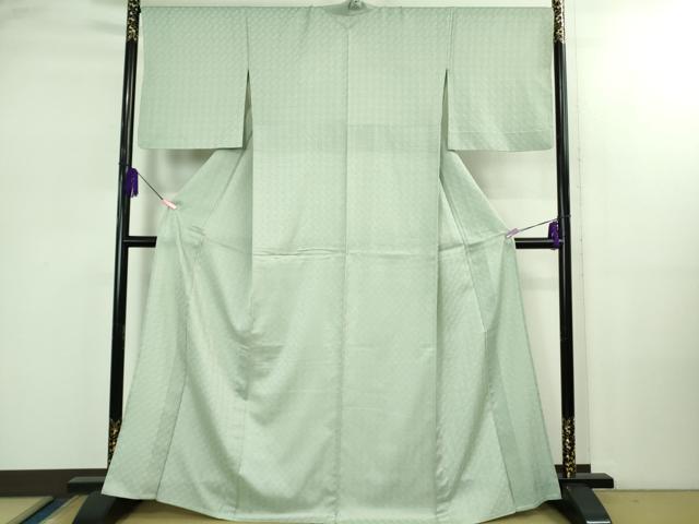 平和屋本店▽極上　京都・西陣　織元ブランド　泰流舎　お召　単衣　紋紗　錆青磁色地　証紙付き　逸品　DZAB2440kh6