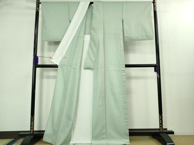 平和屋本店▽極上　京都・西陣　織元ブランド　泰流舎　お召　単衣　紋紗　錆青磁色地　証紙付き　逸品　DZAB2440kh6