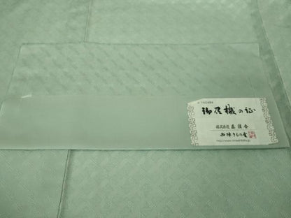 平和屋本店▽極上　京都・西陣　織元ブランド　泰流舎　お召　単衣　紋紗　錆青磁色地　証紙付き　逸品　DZAB2440kh6