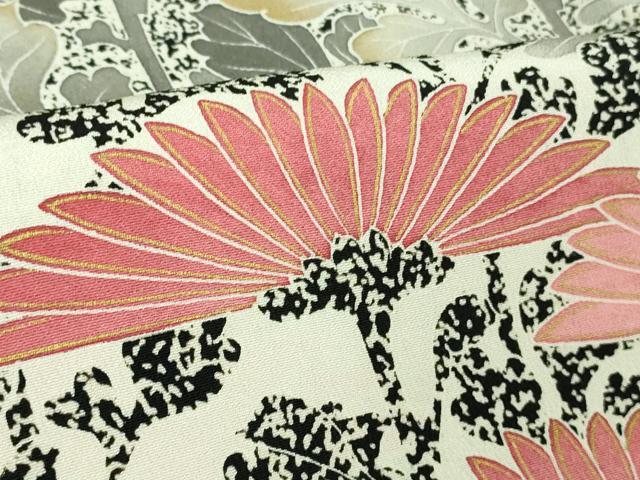 平和屋本店●極上　人間国宝　森口華弘　蒔糊友禅　蒔糊散らし　黒留袖　刺繍　横菊　金糸　三越扱い　逸品　DZAB2442kh6