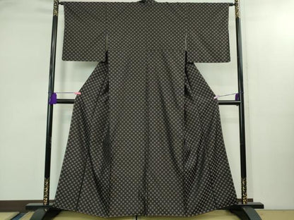 平和屋着物●極上　お召　花尽くし　黒地　逸品　未使用　DZAB2443kh6