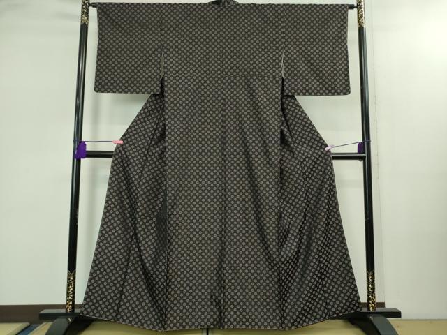 平和屋着物●極上　お召　花尽くし　黒地　逸品　未使用　DZAB2443kh6