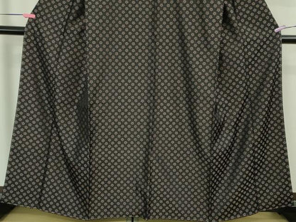 平和屋着物●極上　お召　花尽くし　黒地　逸品　未使用　DZAB2443kh6