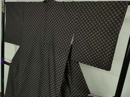 平和屋着物●極上　お召　花尽くし　黒地　逸品　未使用　DZAB2443kh6