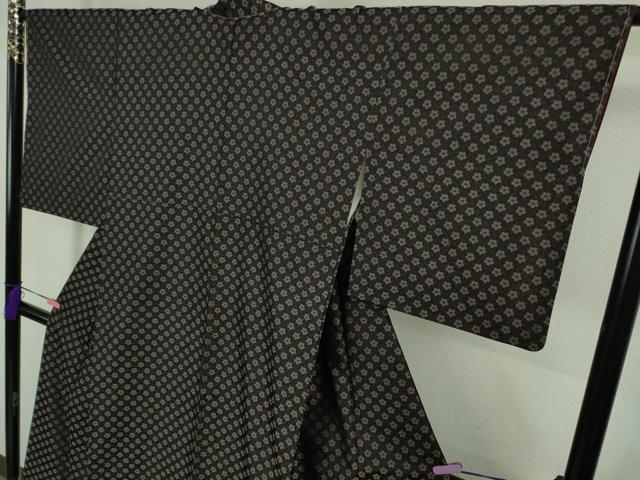 平和屋着物●極上　お召　花尽くし　黒地　逸品　未使用　DZAB2443kh6