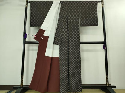 平和屋着物●極上　お召　花尽くし　黒地　逸品　未使用　DZAB2443kh6