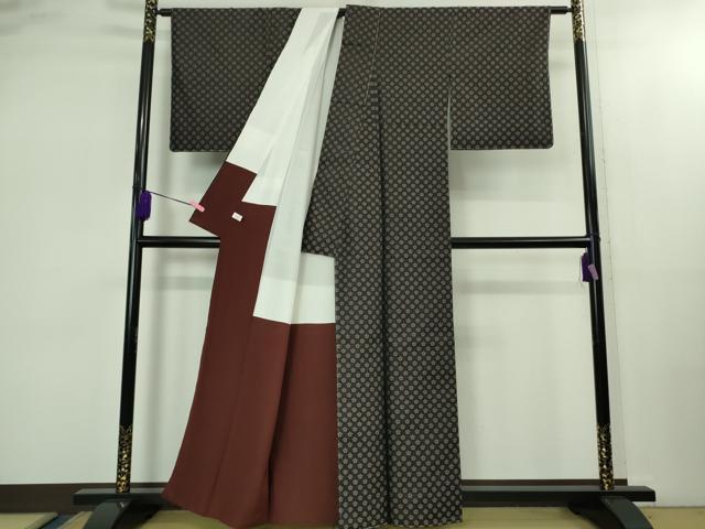 平和屋着物●極上　お召　花尽くし　黒地　逸品　未使用　DZAB2443kh6