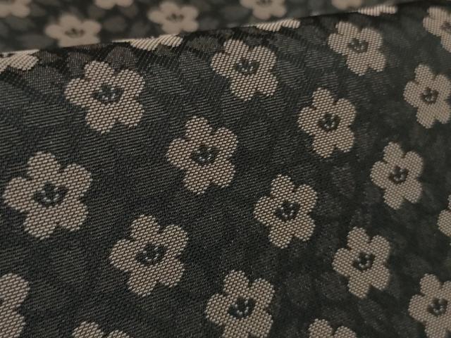 平和屋着物●極上　お召　花尽くし　黒地　逸品　未使用　DZAB2443kh6