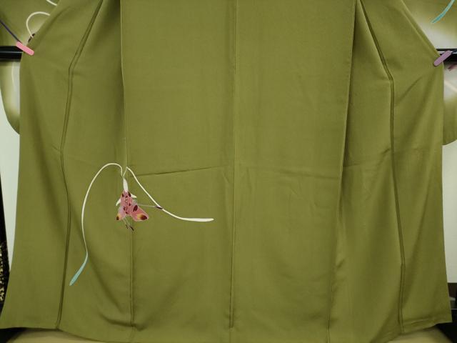 平和屋本店●極上　世界的人形師　辻村寿三郎　ジュサブロー　振袖　花兎　根岸色地　暈し染め　鬼しぼ縮緬　逸品　DZAB2446kh6