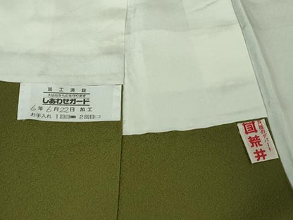 平和屋本店●極上　世界的人形師　辻村寿三郎　ジュサブロー　振袖　花兎　根岸色地　暈し染め　鬼しぼ縮緬　逸品　DZAB2446kh6
