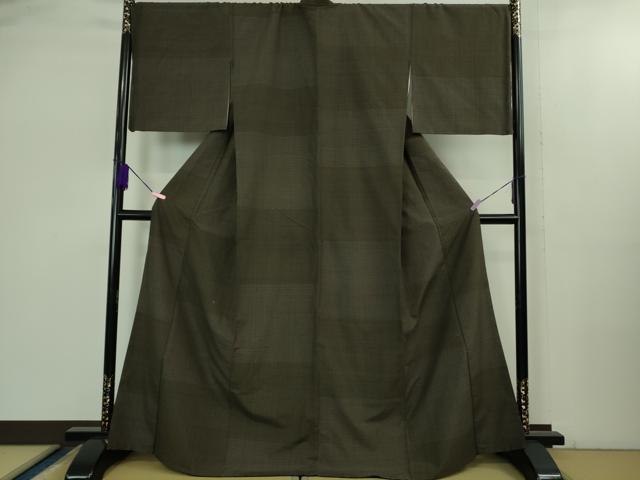 平和屋本店●極上　工芸染織　むら田　紬　変わり市松　たとう紙付き　逸品　DZAB2451kh6