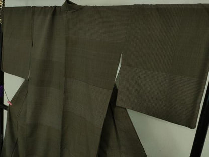 平和屋本店●極上　工芸染織　むら田　紬　変わり市松　たとう紙付き　逸品　DZAB2451kh6