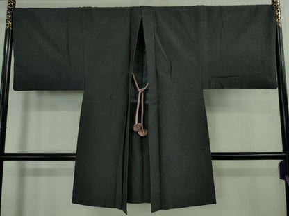 平和屋着物＃極上　男性　長羽織　キングサイズ　髭紬　藍鉄色地　羽織紐付き　逸品　DZAB2453kh6