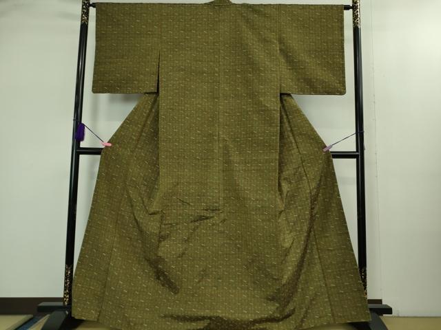 平和屋本店●極上　本場琉球　読谷山花織　紬地　海松茶色地　逸品　DZAB2456kh6