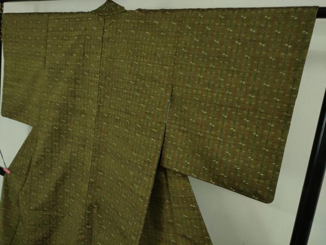 平和屋本店●極上　本場琉球　読谷山花織　紬地　海松茶色地　逸品　DZAB2456kh6