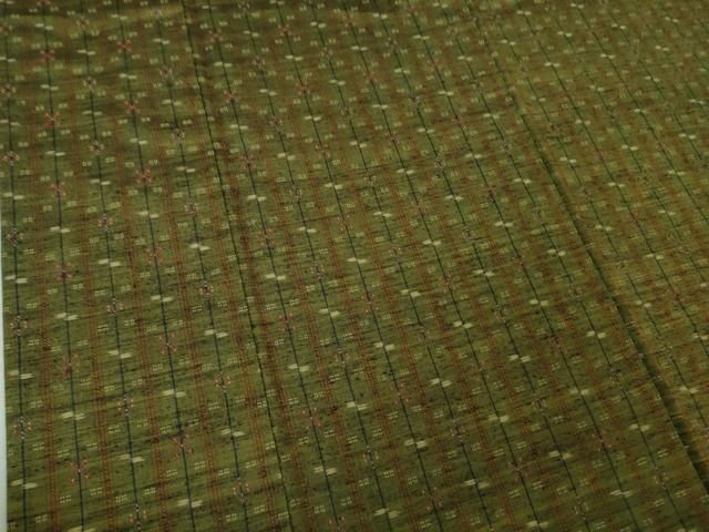平和屋本店●極上　本場琉球　読谷山花織　紬地　海松茶色地　逸品　DZAB2456kh6