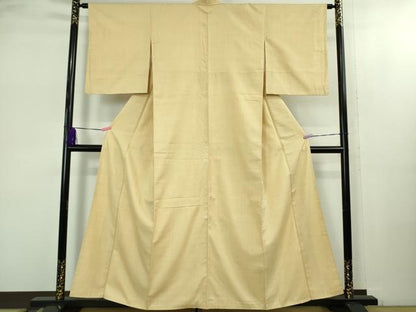 平和屋着物●極上　本場結城紬　重要無形文化財　色無地　砥粉色　逸品　DZAB2465kh6