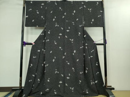平和屋着物●極上　洛楽人工房　小紋　蜻蛉　トンボ　藍鉄色地　逸品　DZAB2468kh6