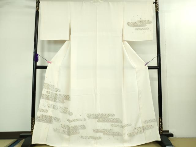 平和屋本店●極上　訪問着　総刺繍　霞花文　象牙色地　金糸　逸品　DZAB2469kh6 平和屋本店○極上 訪問着 総刺繍 霞花文 象牙色地 金糸 逸品