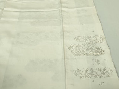 平和屋本店●極上　訪問着　総刺繍　霞花文　象牙色地　金糸　逸品　DZAB2469kh6