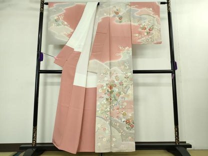 平和屋本店●極上　創業460年・千總　訪問着　吉祥花文　薄紅色地　暈し染め　阪急百貨店扱い　逸品　DZAB2473kh6