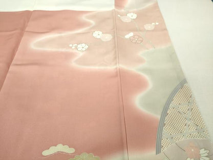 平和屋本店●極上　創業460年・千總　訪問着　吉祥花文　薄紅色地　暈し染め　阪急百貨店扱い　逸品　DZAB2473kh6