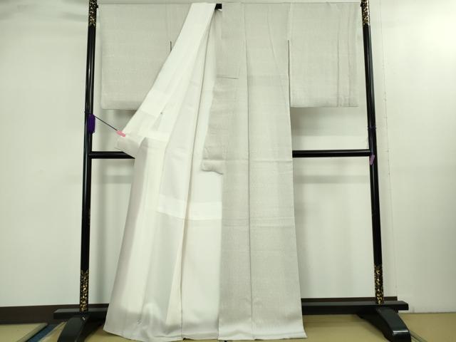 平和屋本店●極上　京都老舗銘店・に志田　小紋　木目文　素色×白　反端付き　逸品　DZAB2477kh6