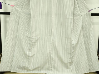 平和屋着物▽極上 本塩沢 やまだ織 単衣 貝瀬テル作 縞 証紙付き 逸品 DZAB2478kh6