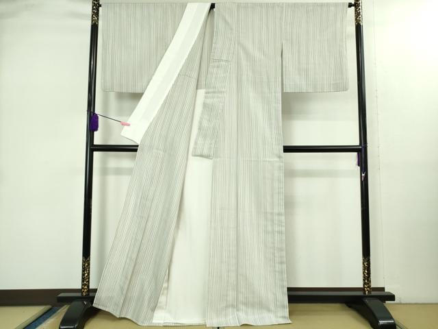 平和屋着物▽極上 本塩沢 やまだ織 単衣 貝瀬テル作 縞 証紙付き 逸品 DZAB2478kh6