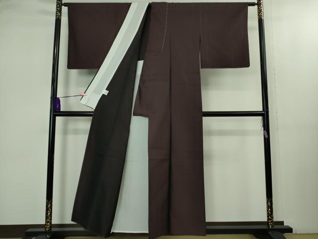 平和屋着物▽極上 お召 単衣 黒鳶色 京都きもの友禅扱い 逸品 未使用 DZAB2479kh6
