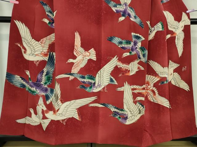 平和屋本店●超希少　染彩芸術の巨匠　皆川月華　ろうけつ染　訪問着　刺繍　飛鳥文　暈し染め　逸品　DZAB2483kh6