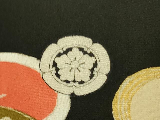 平和屋着物●極上　アンティーク　大正ロマン　振袖　駒刺繍　御所車松文　黒地　暈し染め　金糸　逸品　DZAB2485kh6