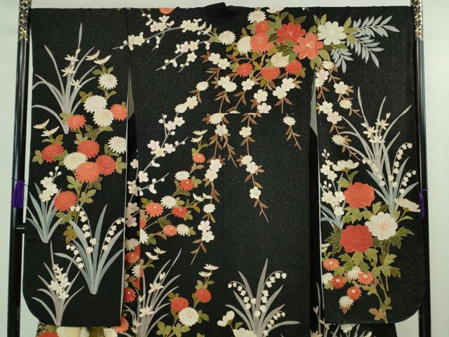 平和屋本店○極上 中国三大刺繍 スワトウ刺繍 汕頭刺繍 振袖 草花文
