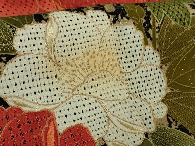 平和屋本店○極上 中国三大刺繍 スワトウ刺繍 汕頭刺繍 振袖 草花文