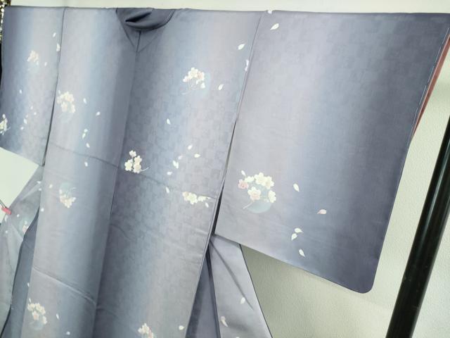 平和屋着物●極上　小紋　舞桜　暈し染め　逸品　未使用　DZAB2498kh6