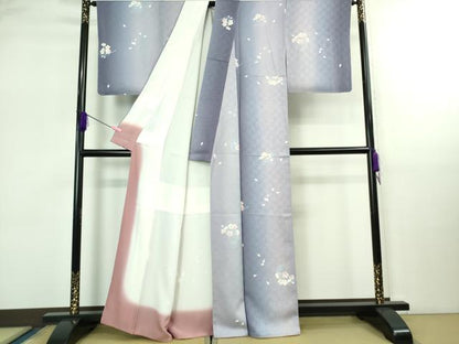 平和屋着物●極上　小紋　舞桜　暈し染め　逸品　未使用　DZAB2498kh6