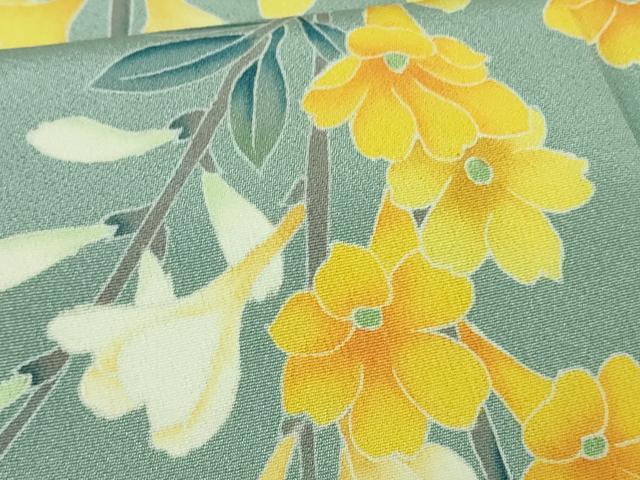 平和屋着物●極上　訪問着　友禅　作家物　枝垂れ花　藍白色地　暈し染め　逸品　DZAB2500kh6