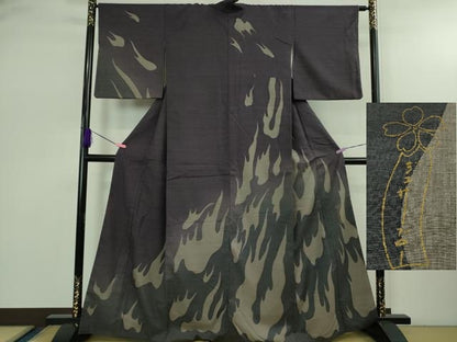 平和屋着物●極上　世界的人形師　辻村寿三郎　ジュサブロー　結城紬　訪問着　逸品　DZAB2504kh6