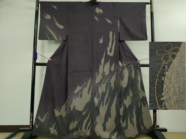 平和屋着物●極上　世界的人形師　辻村寿三郎　ジュサブロー　結城紬　訪問着　逸品　DZAB2504kh6