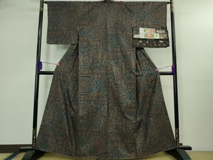 平和屋着物●極上　都喜ヱ門　本場大島紬　泥染　夢を託して　藤絹織物謹製　証紙付き　逸品　未使用　DZAB2506kh6
