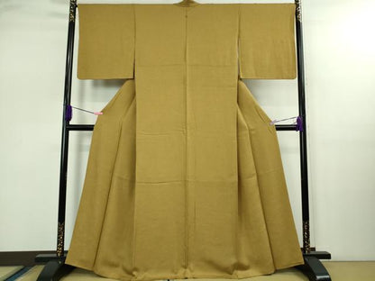 平和屋着物●極上　色無地　草花地紋　桑染色　逸品　DZAB2510kh6