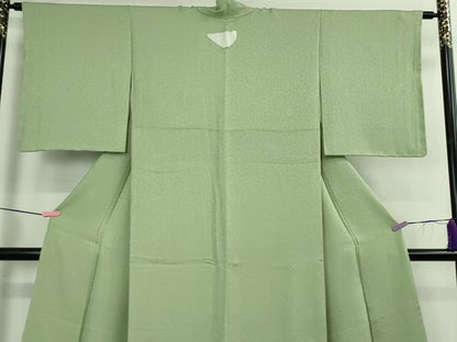 平和屋着物●極上　色無地　菊地紋　裏葉柳色　逸品　未使用　DZAB2512kh6