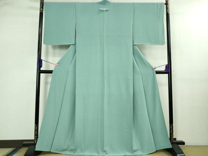 平和屋着物●極上　色無地　本草木染　白群色　反端付き　逸品　未使用　DZAB2515kh6