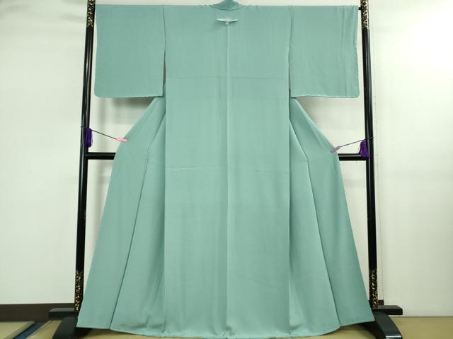 平和屋着物●極上　色無地　本草木染　白群色　反端付き　逸品　未使用　DZAB2515kh6
