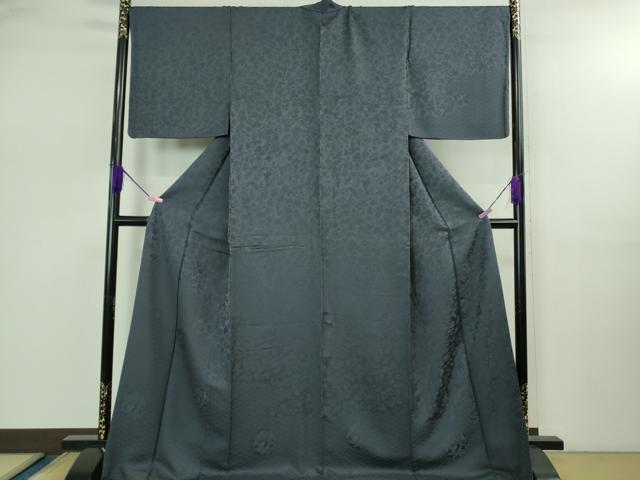 平和屋着物●極上　無地絵羽訪問着　草花地紋　色無地　青褐色　ほていや扱い　ロング丈　逸品　未使用　DZAB2521kh6