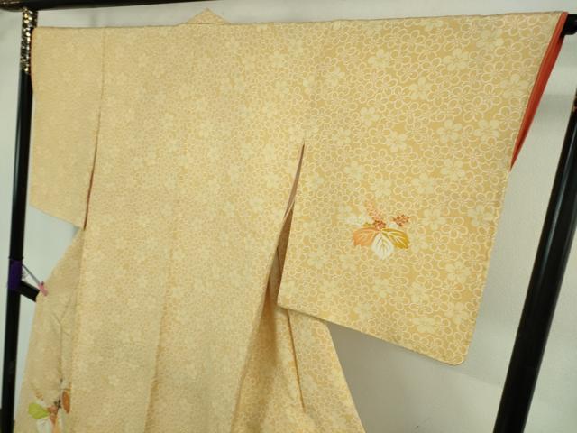 平和屋本店●極上　銀座　志ま亀　訪問着　桐花文　鬼しぼ縮緬　たとう紙付き　逸品　DZAB2525kh6