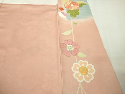 平和屋本店●極上　創業460年・千總　振袖　駒刺繍　御所車吉祥花文　虹色地　暈し染め　金彩　伊勢丹扱い　逸品　DZAB2526kh6