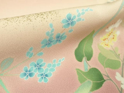 平和屋着物●極上　訪問着　友禅　四季花文　珊瑚色地　暈し染め　金彩　逸品　DZAB2527kh6