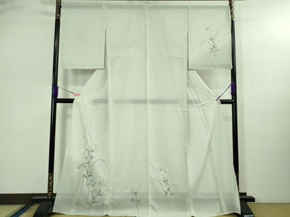 平和屋本店＊極上　夏物　訪問着　変わり絽　枝花文　千草鼠色地　逸品　未使用　DZAB2528kh6