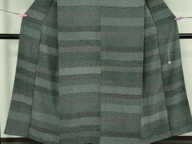 平和屋着物●極上　伝統工芸士　保科土山　江戸小紋　松竹梅入り横段　黒×白　反端付き　逸品　未使用　DZAB2530kh6
